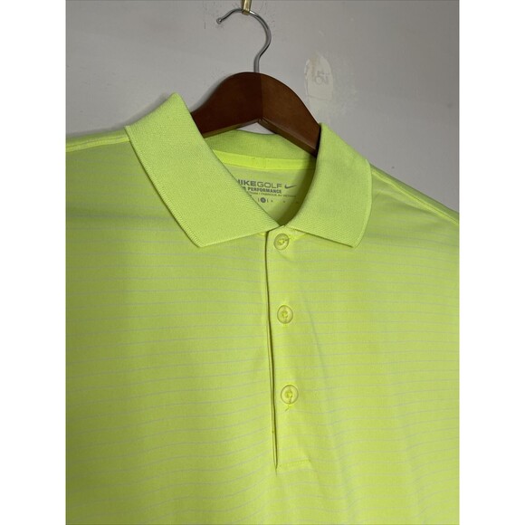 Nike Golf Tour Performance Dri Fit Polo Shirt Neon Yellow Striped Mens Small - Picture 3 of 6